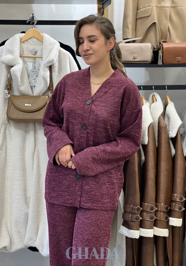 Ensemble maille en bordeaux