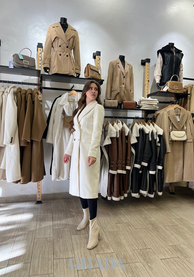 Manteau long ajustée en Beige clair