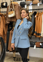 Veste en tweed bleue