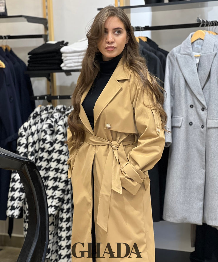 Trench oversize long en camel