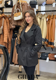 Trench-coat mi-long en noir