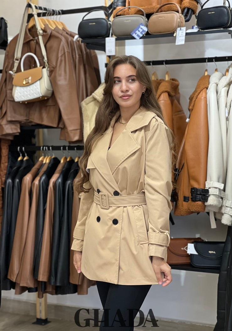 Trench-coat mi-long en beige