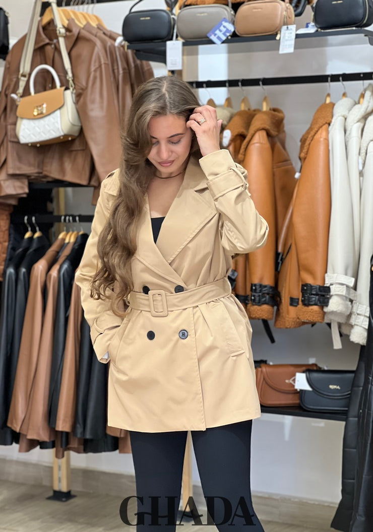 Trench-coat mi-long en beige