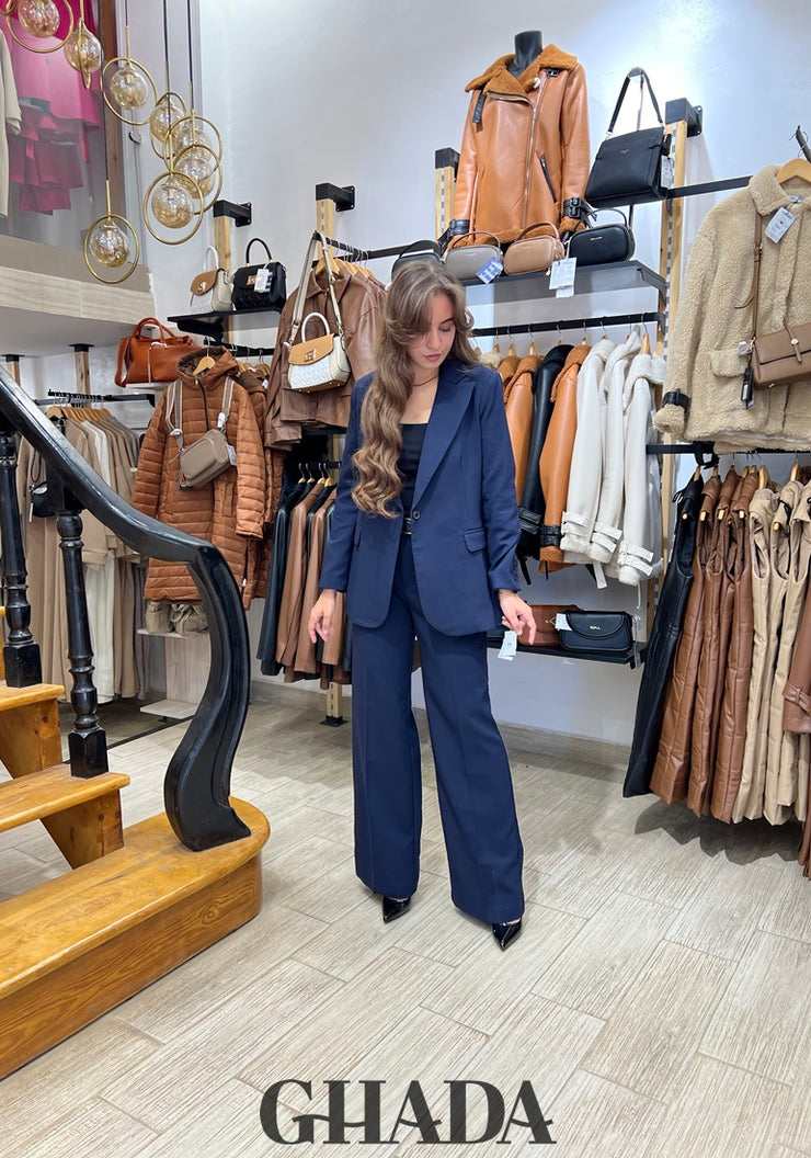 Ensemble blazer - pantalon en bleu marine